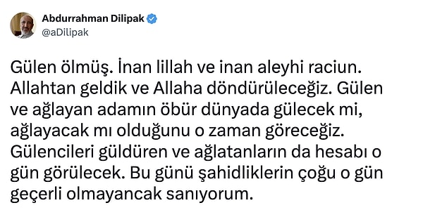 Paylaşımdaki ifadeler tepkilere neden oldu. Gülmek ve ağlamak üzerinden yaptığı metafor dikkat çekti.