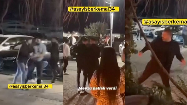 Beylikdüzü’nde bulunan lüks bir gece kulübü önünde iki taraf arasında kavga çıktı. Taraflar arasında yer alan bir kişi silah çekmeye çalışırken, diğerleri ise şişe ve sopalarla birbirine girdi.