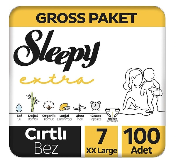 2. Sleepy Extra Günlük Aktivite Gross Paket Bebek Bezi 7 Numara Xxlarge 100 Adet