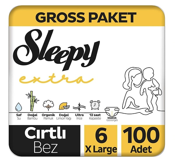 5. Sleepy Extra Günlük Aktivite Gross Paket Bebek Bezi 6 Numara Xlarge 100 Adet