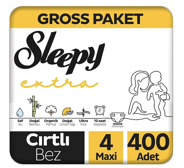 6. Sleepy Extra Günlük Aktivite Gross Paket Bebek Bezi 4 Numara Maxi 400 Adet