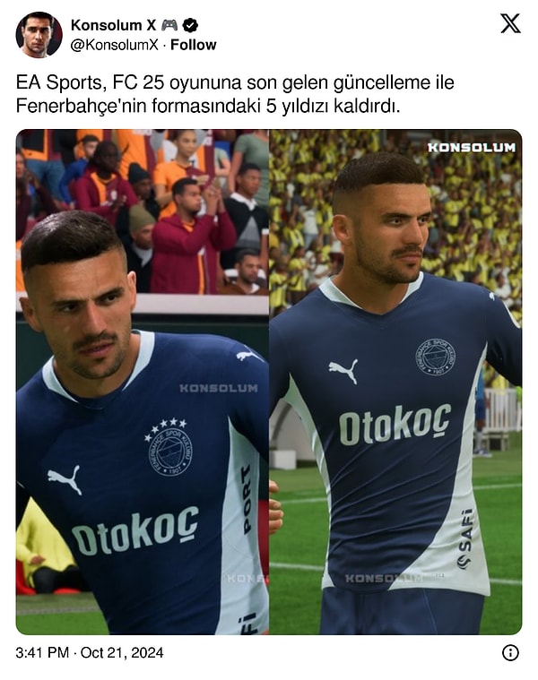 Yıldız tartışmaları o günden beri devam ederken EA Sports FC 25'ten de beş yıldızlı logo hamlesi geldi!