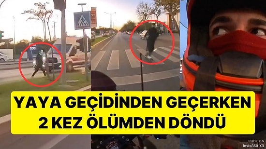 Yaya Geçidinden Geçerken 2 Kez Ölümden Dönen Gencin Görüntüleri İzleyenleri Şaşkına Çevirdi