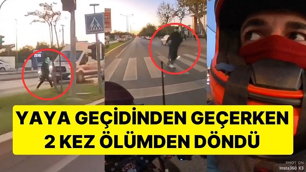 Yaya Geçidinden Geçerken 2 Kez Ölümden Dönen Gencin Görüntüleri İzleyenleri Şaşkına Çevirdi