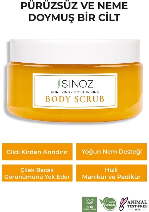 7. Sinoz Body Scrub Besleyici Arındırıcı Nemlendirici Vücut Peelingi