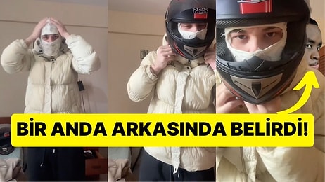 Bir Anda Arkasında Efekt Belirdi! Kask Takan Genç, TikTok'un Azizliğine Uğradı