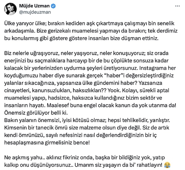 İşte Müjde Uzman'ın paylaşımı 👇🏻