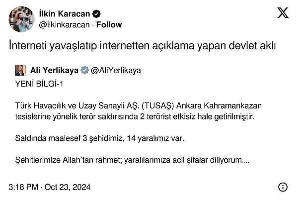 Twitter'dan açıklama yapan İçişleri Bakanı Ali Yerlikaya da tepkilerin odağındaydı.