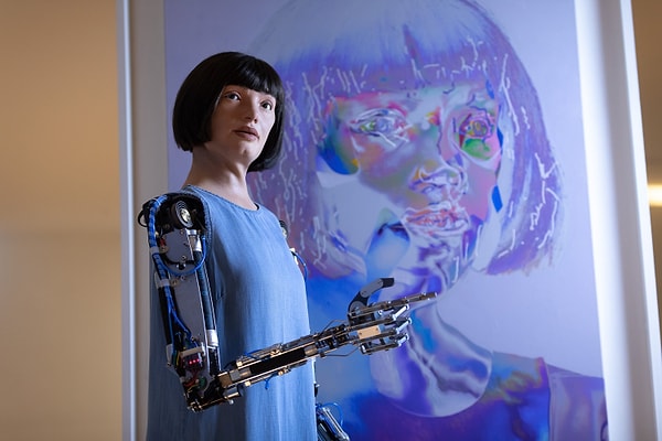 For the first time in its history, Sotheby's will auction a painting made by a humanoid robot, with the piece expected to sell for up to $180,000.