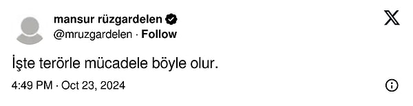 Kimileri de ironi yaparak "Gerçek terörle mücadele bu" yorumunu yaptı. İşte sosyal medyadan gelen bazı yorumlar: