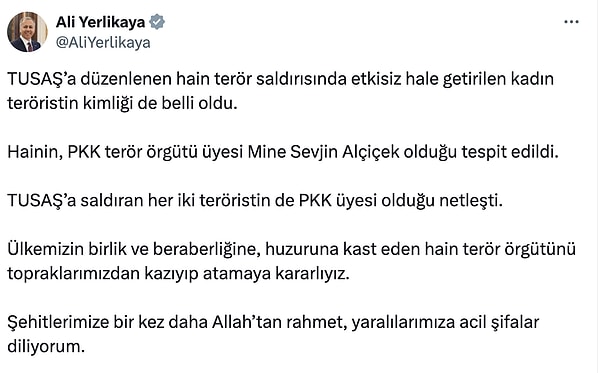 Ali Yerlikaya'nın paylaşımı 👇