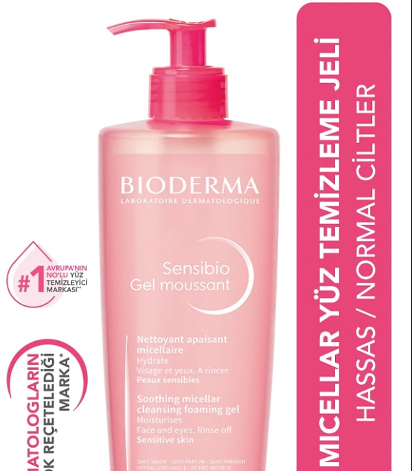 2. Bioderma Sensibio Foaming Gel Hassas ve Normal Ciltler Durulanan Micellar Yüz Temizleme Jeli 500 ml