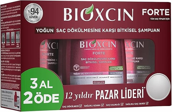 Bioxcin Forte 3 Al 2 Öde Saç Dökülmesine Karşı Bitkisel Şampuan