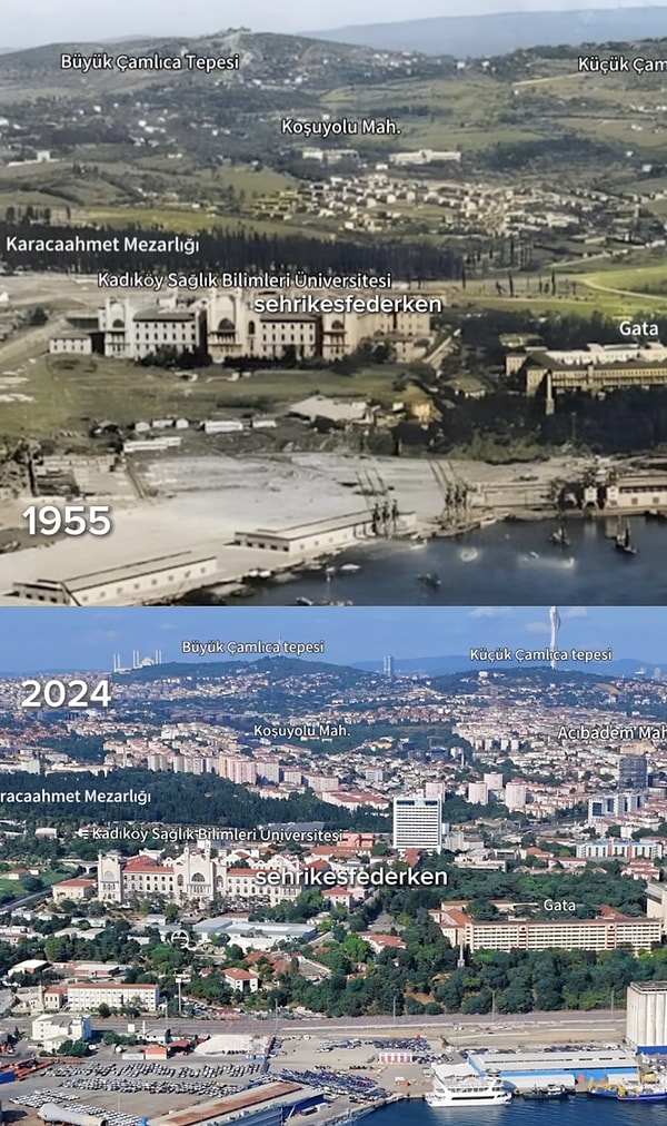 8. Haydarpaşa Limanı’nda aynı açılardan çekilmiş görüntüler. (69 yıllık değişim)