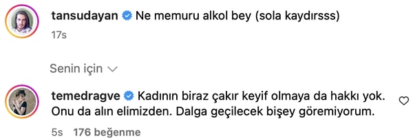 Demet Evgar, "Kadının biraz çakır keyif olmaya da hakkı yok. Onu da alın elimizden" diyerek tokat gibi bir tepki gösterdi.