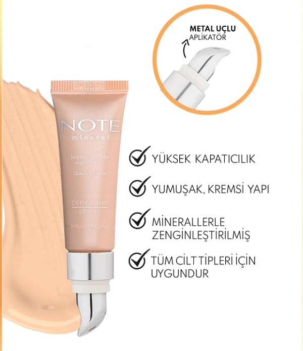 2. Note Cosmetics Mineral Concealer Spf 15 Yoğun Kapatıcı Metal Başlıklı Göz Altı Kapatıcısı - 202 Orta Açık