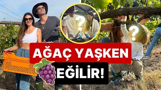 Şarap Üretmek İçin Kolları Sıvayan Kıvanç Tatlıtuğ ve Başak Dizer'den Kurt Efe'li Bağ Bozumu Çıkarması!