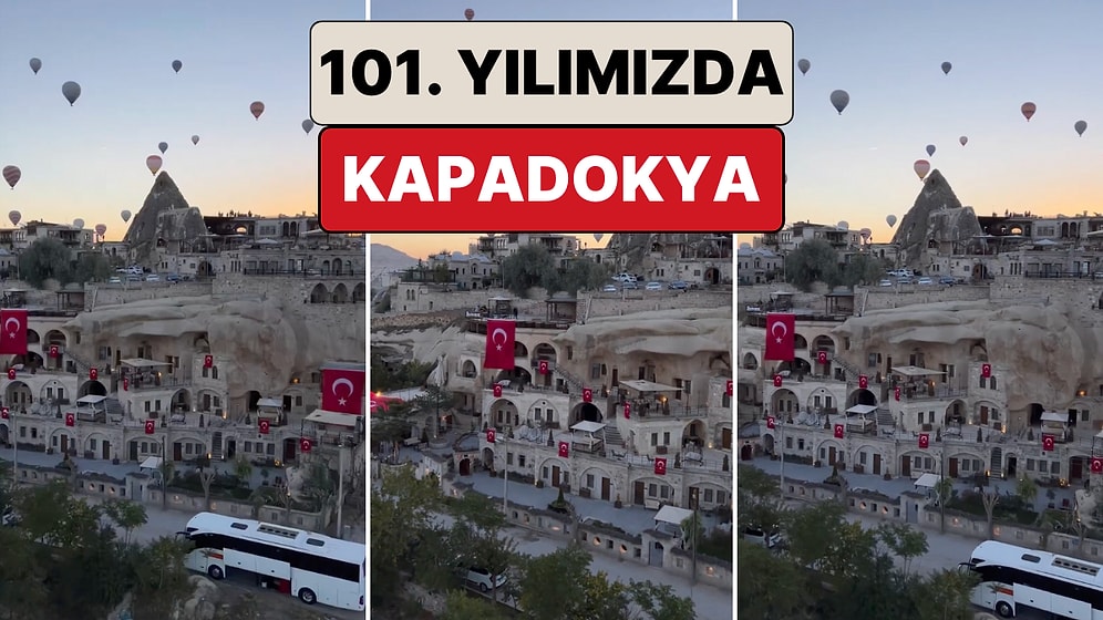 Cumhuriyetimizin 101. Yılında Zaten Masal Diyarı Gibi Görünen Kapadokya'da Harika Bir Görüntü Oluştu