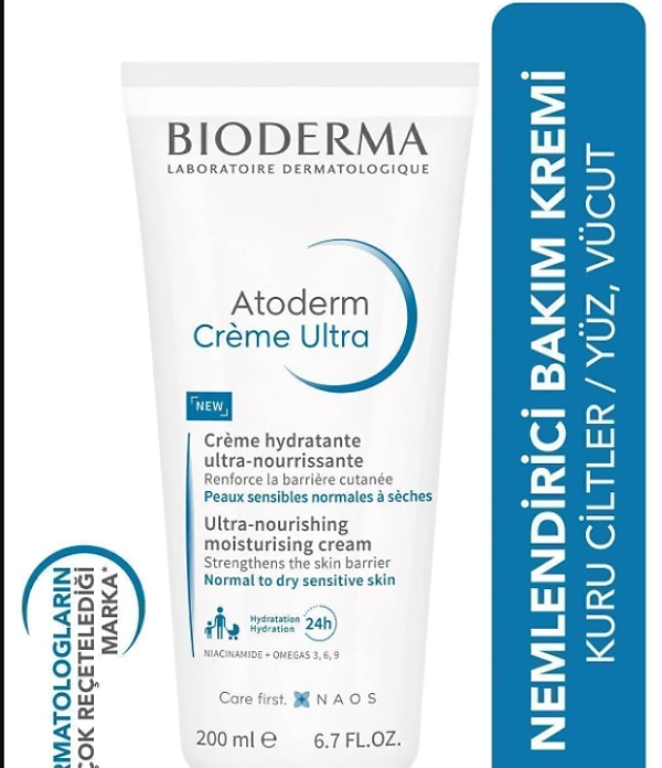 4. Bioderma Atoderm Cream Ultra Normal Ve Kuru Ciltler Için Nemlendirici Yüz Ve Vücut Bakım Kremi 200 ml