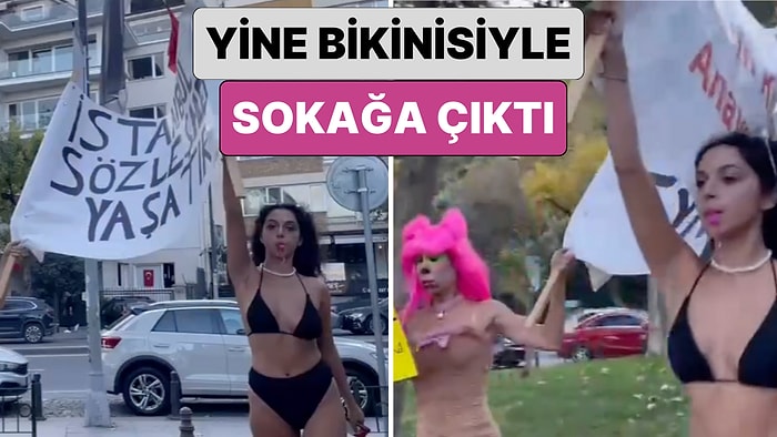 Bağdat Caddesi'nde Bikini ile Yürüdüğü İçin Gözaltına Alınan Melisa Aydınalp'ten İstanbul Sözleşmesi Eylemi