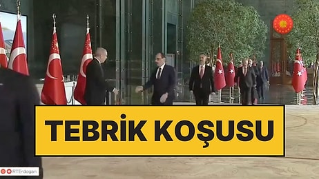 Saray’da Tebrikleri Kabul Eden Cumhurbaşkanı Erdoğan’la Tokalaşmak İçin Koştular