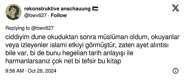 "Dune okuduktan sonra Müslüman oldum" diyen kişi kitabı bir Kur'an yorumu olarak değerlendirdi. 👇