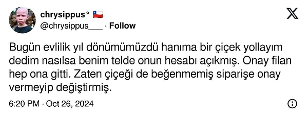 Bir Twitter kullanıcısı evlilik yıl dönümünde eşine çiçek göndermek isterken yaşadığı talihsiz olayı paylaştı.