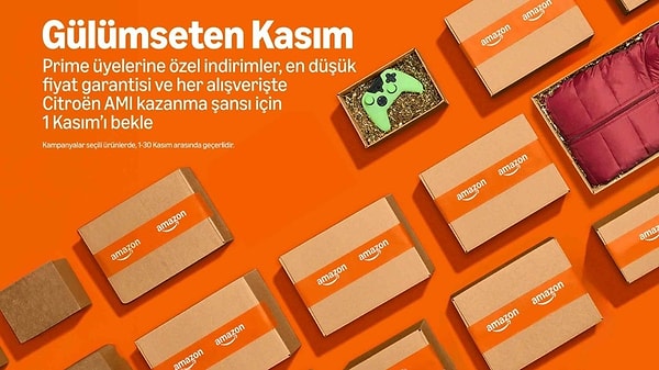 Amazon'un "Kasım Ayı Gülümseten Fırsatları" kampanyası başlıyor. Bu büyük indirim fırsatı, 1 Kasım'da başlayacak ve 30 Kasıma kadar devam edecek.