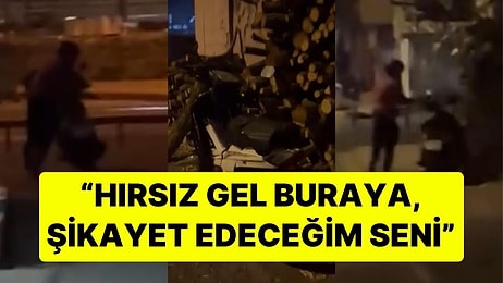 Gece Vakti Motosiklet Çalan Hırsızı Kayda Aldı: "Hırsız Gel Buraya, Şikayet Edeceğim Seni"