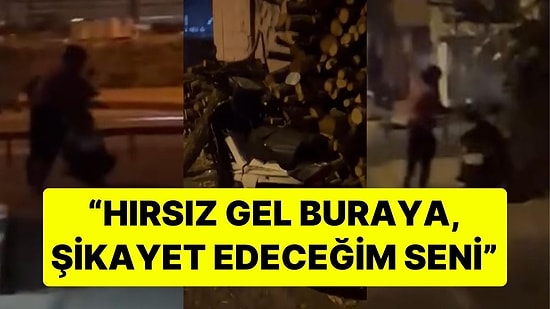 Gece Vakti Motosiklet Çalan Hırsızı Kayda Aldı: "Hırsız Gel Buraya, Şikayet Edeceğim Seni"