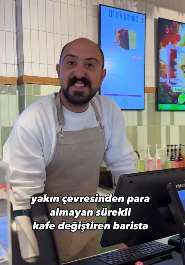 “Yakın çevresinden para almayan, sürekli kafe değiştiren barista” notuyla paylaşımı yapan Alpdoğan alkışları topladı.