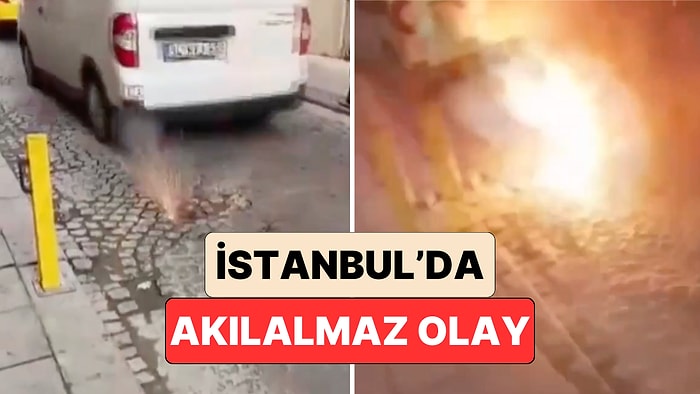 İstanbul'da Yerin Altında Bulunan Kablo Bir Aracın Geçişi Sırasında Bomba Gibi Patladı