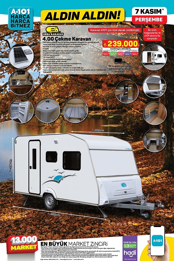 Erba 4.00 Çekme Karavan 239.000 TL