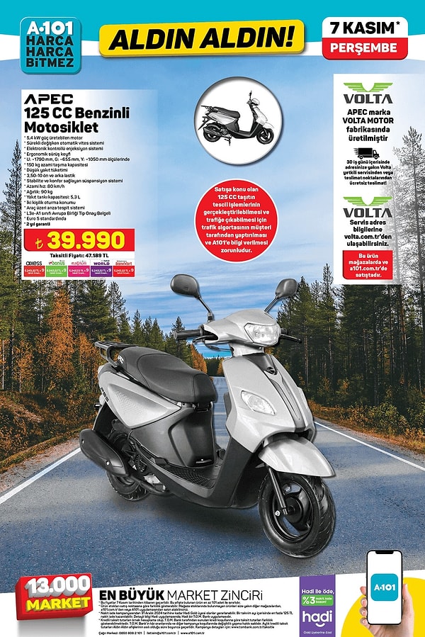 APEC 125CC Benzinli Motosiklet 39.990 TL