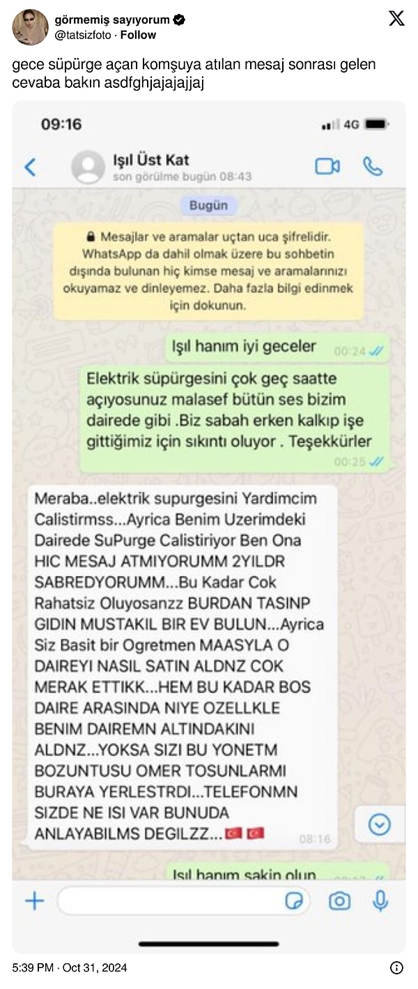 Twitter'da paylaşılan bir gönderi gündem oldu. İki komşu arasındaki tartışma yorumları da beraberinde getirdi. Önce tartışmaya bakalım: