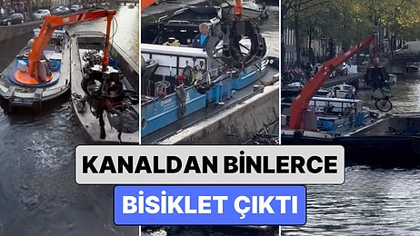 Binlerce Bisiklet Çıktı: Bisikletleriyle Ünlü Amsterdam'da Kanala Düşen Bisikletlerin Toplandığı Anlar