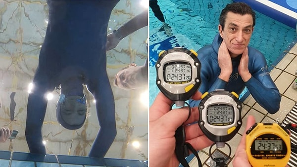 Freediver Budimir Šobat, 2021'de nefesini su altında tam 24 dakika 37 saniye tutarak rekor kırdı. Ancak bu süreyi elde etmek için dalış öncesinde saf oksijen soluması gerekti.