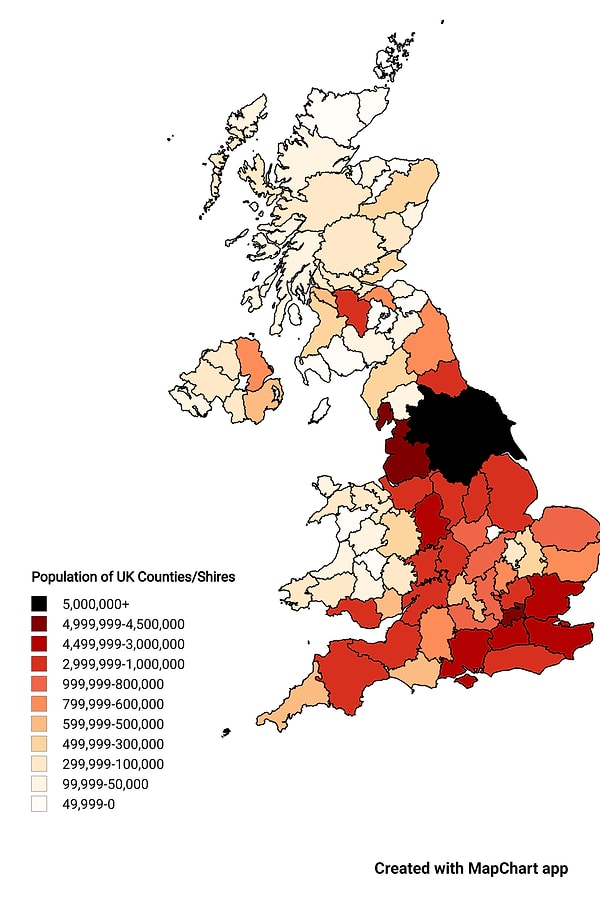 10. Birleşik Krallık'ın nüfus yoğunluğu haritası.