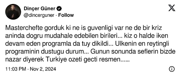 İşte Dinçer Güner'in o paylaşımı: