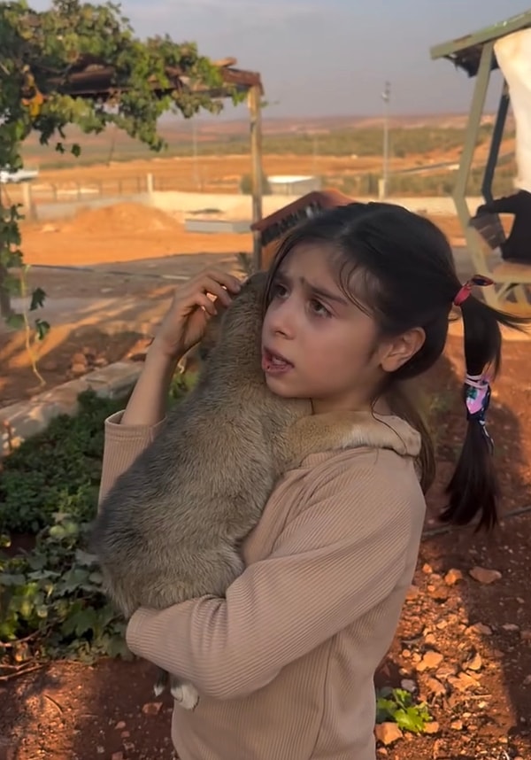 Tatlı kız kucağındaki yavru köpekle öyle bir bağ kurmuştu ki onu eve götürmek için hüngür hüngür ağlıyordu.