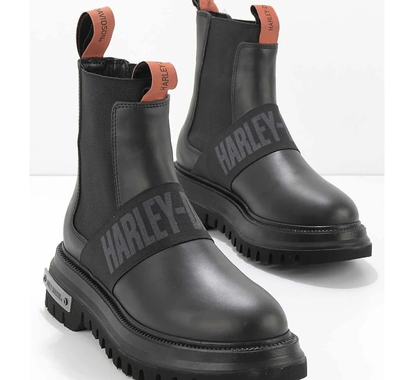 Harley Davidson Black Leather Kadın Bot & Bootie