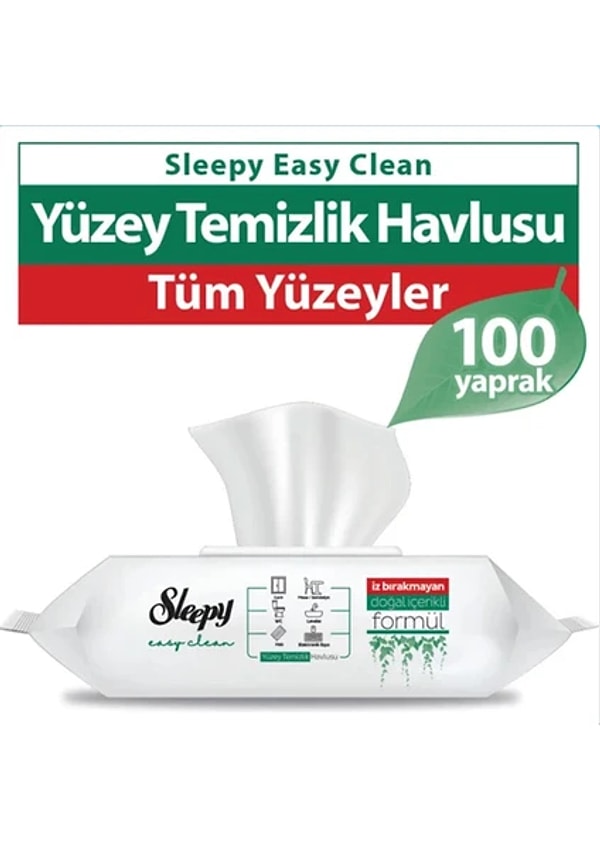 Sleepy Easy Clean Beyaz Sabun Katkılı Yüzey Temizlik Havlusu