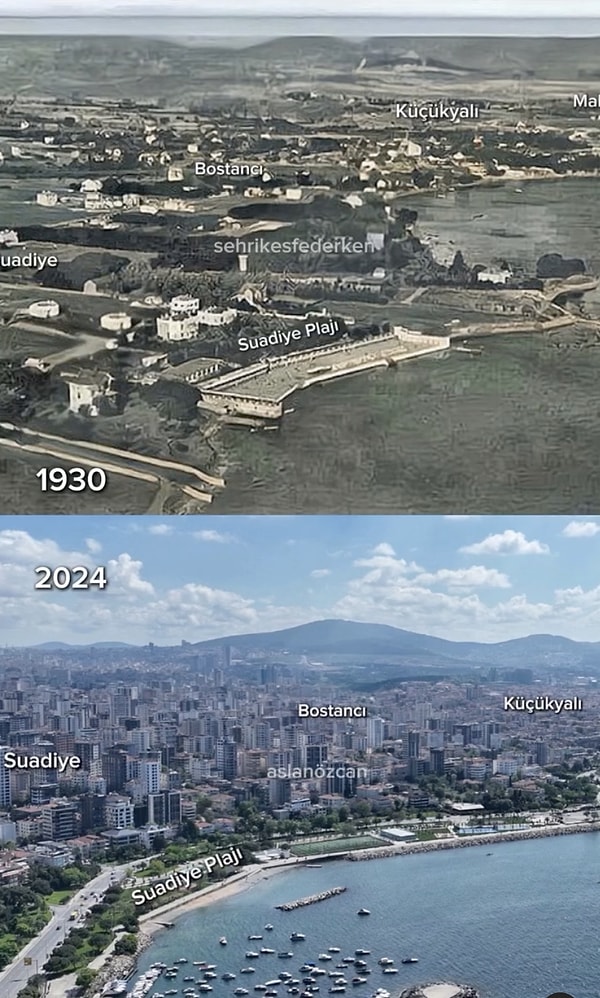 9. Suadiye’den Bostancı ve Maltepe yönüne bir bakış (1930 ile 2024 yılları arasındaki 94 yıllık değişim)