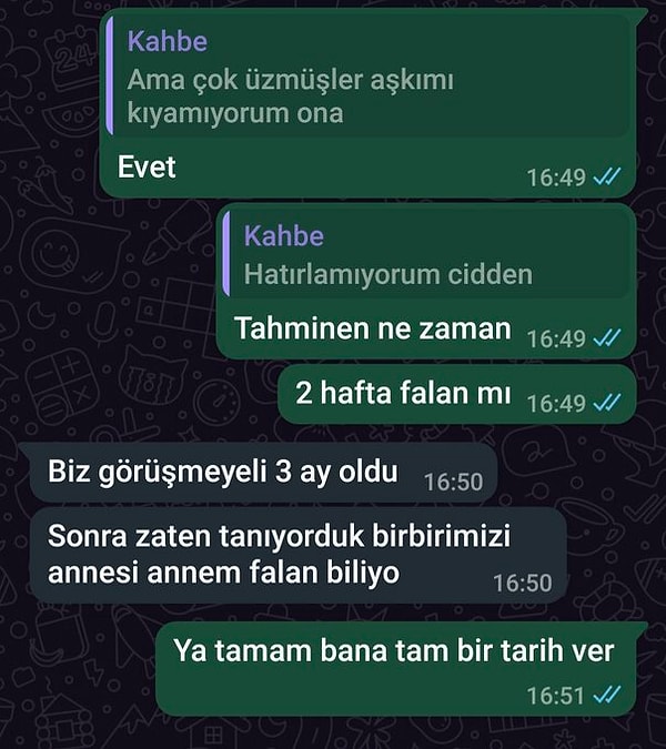 "Bana tam bir tarih ver..."