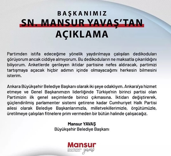 Mansur Yavaş’ın açıklaması 👇