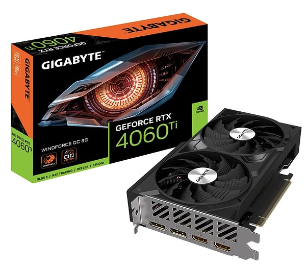 7. GIGABYTE GeForce RTX™ 4060 Ti WINDFORCE OC 8G 2 fanlı WINDFORCE COOLING SYSTEM Gaming Ekran Kartı