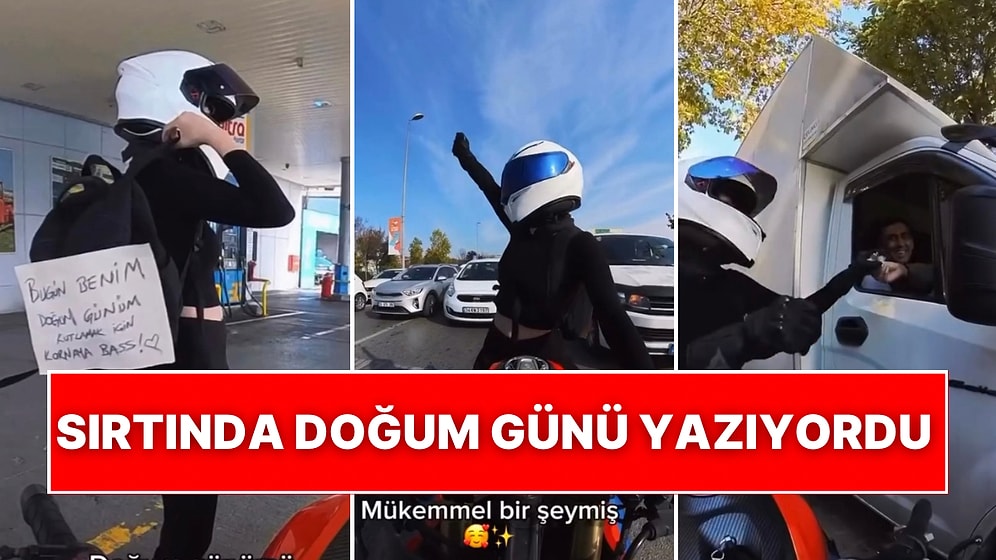 Sırtına Doğum Günü Olduğunu Yazan Motosikletli Trafikte Gülümseten Kutlamalarla Karşılık Aldı