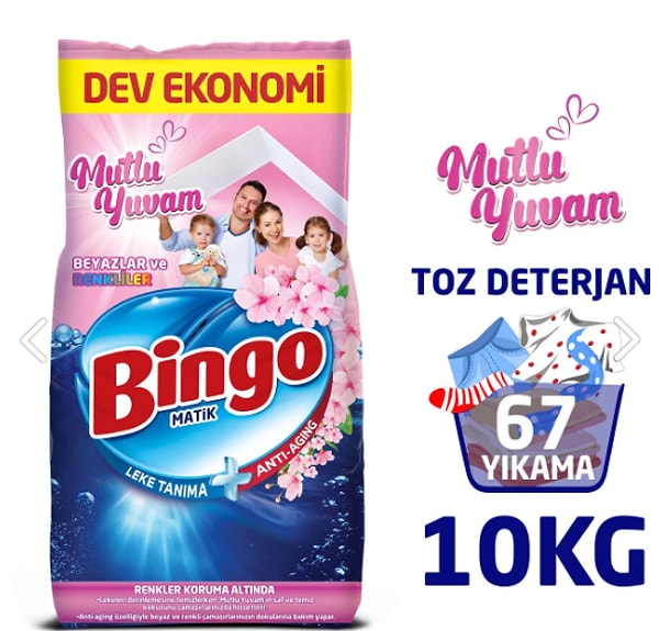 3. Bingo Matik Konsantre Toz Deterjan 10kg Mutlu Yuvam