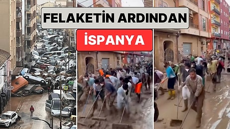 İspanya'da Yüzlerce Kişinin Hayatını Kaybetmesine Sebep Olan Selin Ardından Halk Sokakları Kendileri Temizledi