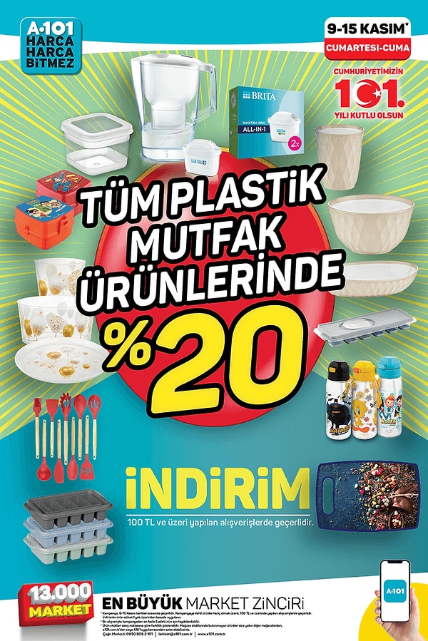 Tüm Plastik Mutfak Ürünlerinde %20 İndirim